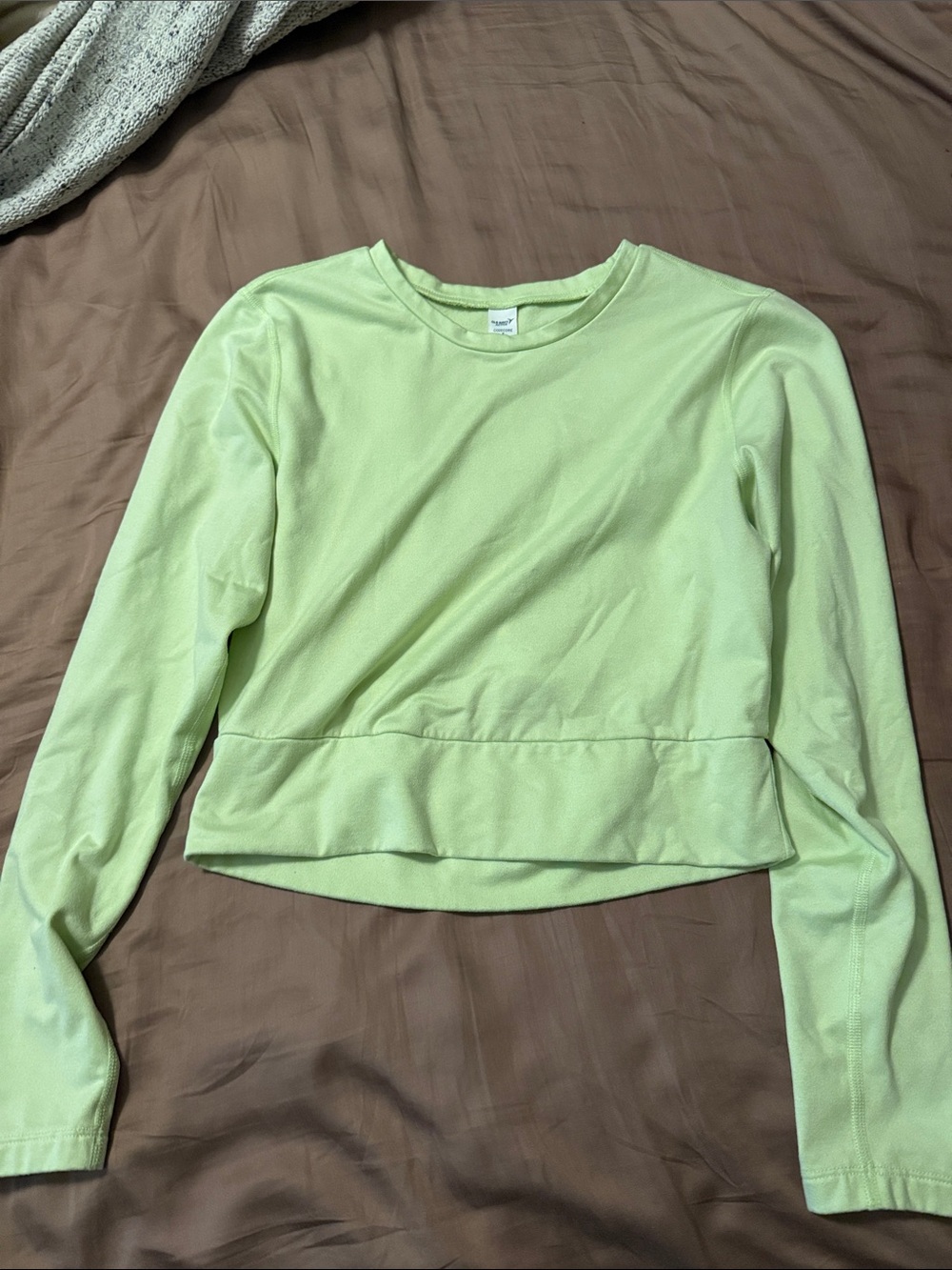 Old Navy Light Lime Cropped Crewneck Sweatshirt